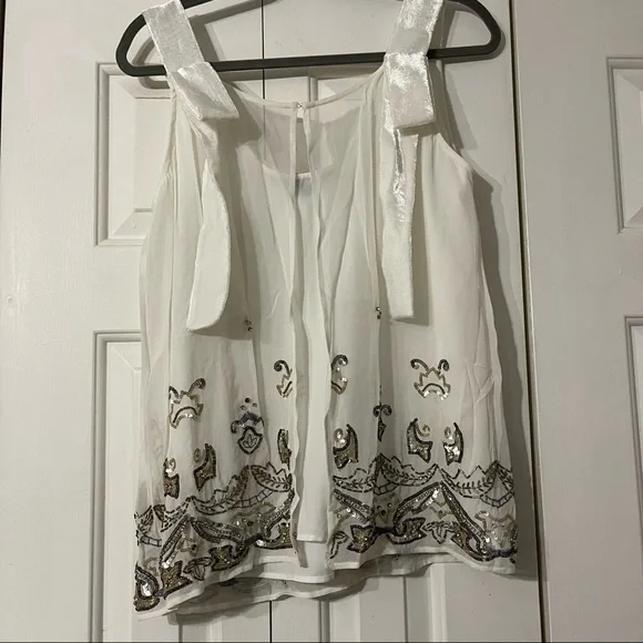 NWOT French Connection Sleeveless Beaded Top - Picture 3 of 5